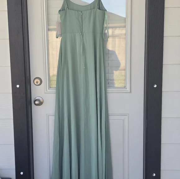 City Studio Elegant Teal Maxi Dress  Sz 1 Pearl Sleeve Cowl Neck Slit  Holiday - Picture 15 of 16